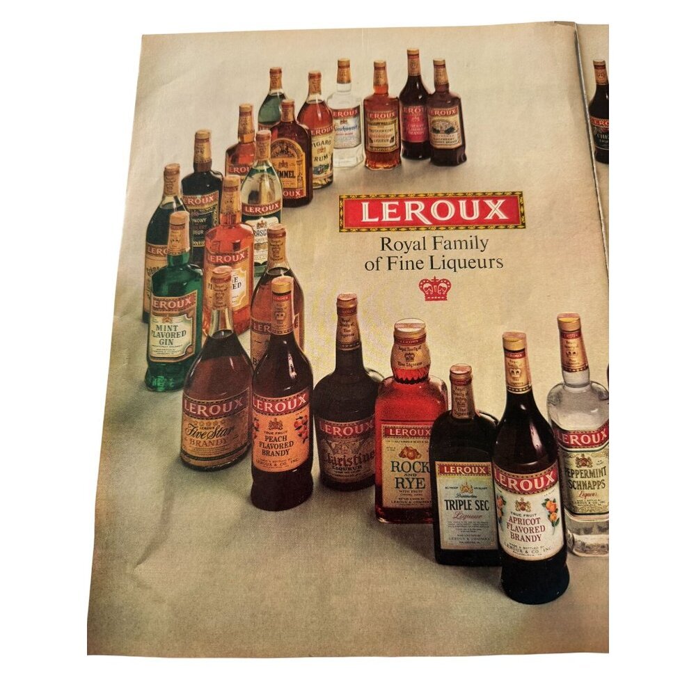 Vintage 1962 Leroux Royal Family of Fine Liquors 2 Page Cut Advertisement Print - Picture 2 of 6